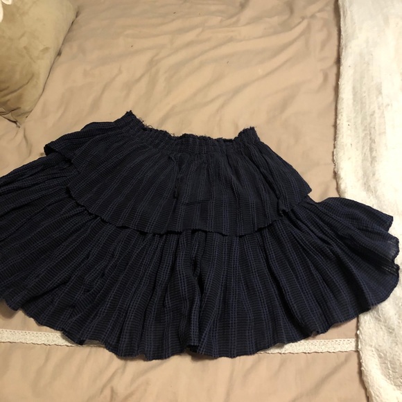 LoveShackFancy navy & black ruffle tier miniskirtM - Picture 5 of 9